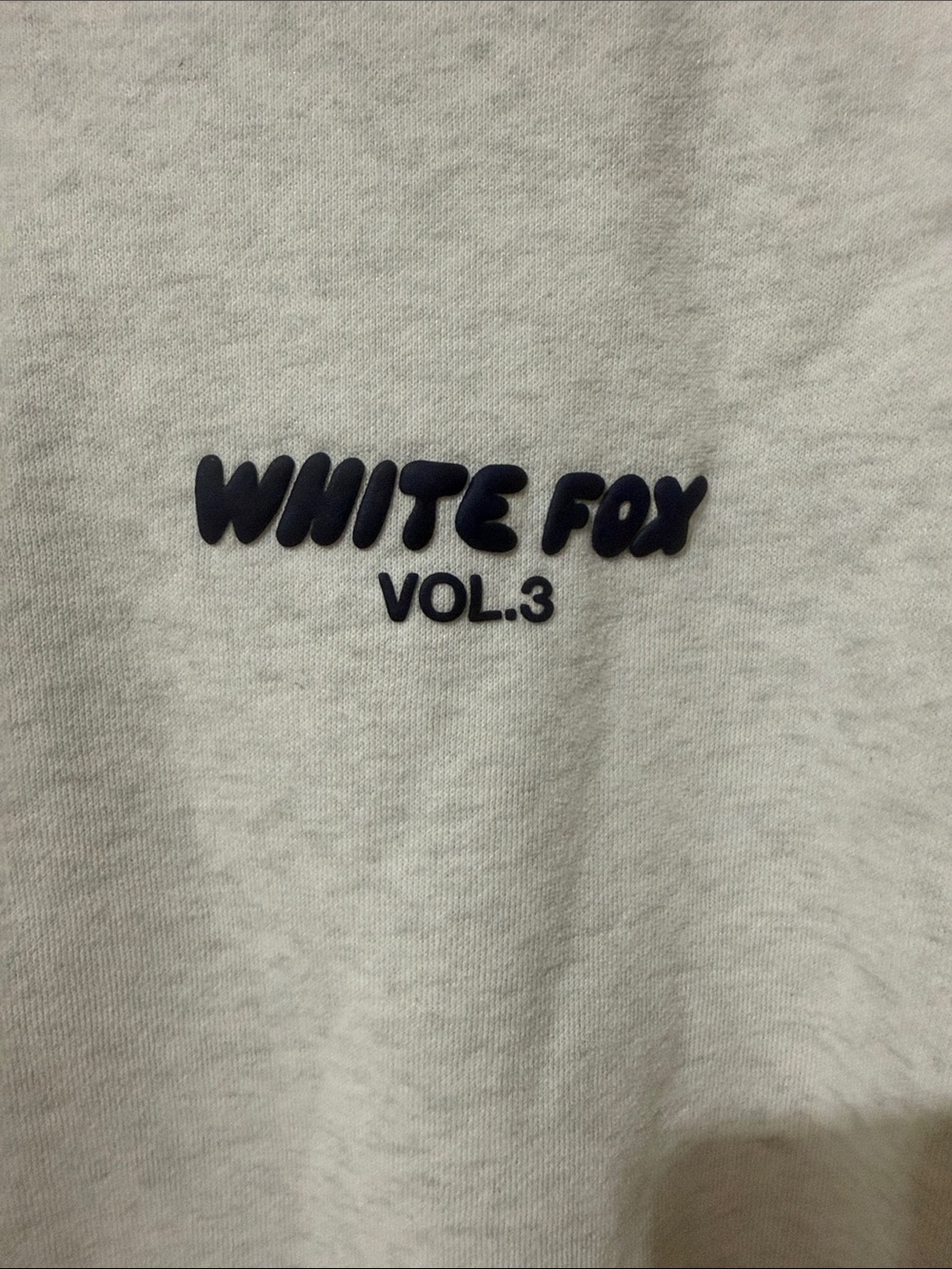 White Fox Boutique Vol. 3 Heather Gray/Marle Hoodie with Navy Blue Logo - Picture 4 of 8